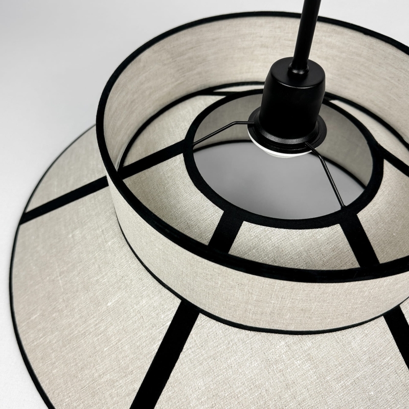 Lniana lampa wisząca na łańcuchu ONVI I len - detal