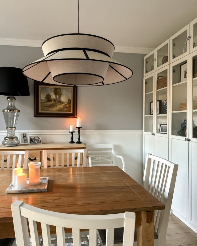 Duża lniana lampa wisząca ONVI II len - aranżacja