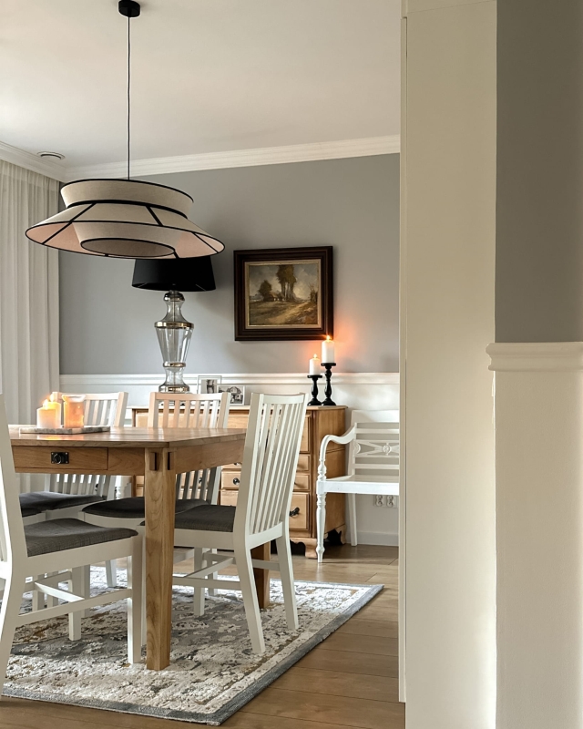 Duża lniana lampa wisząca ONVI II len - aranżacja