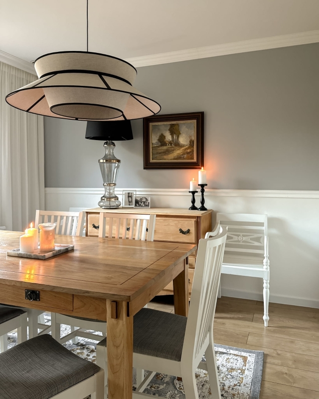 Duża lniana lampa wisząca ONVI II len - aranżacja