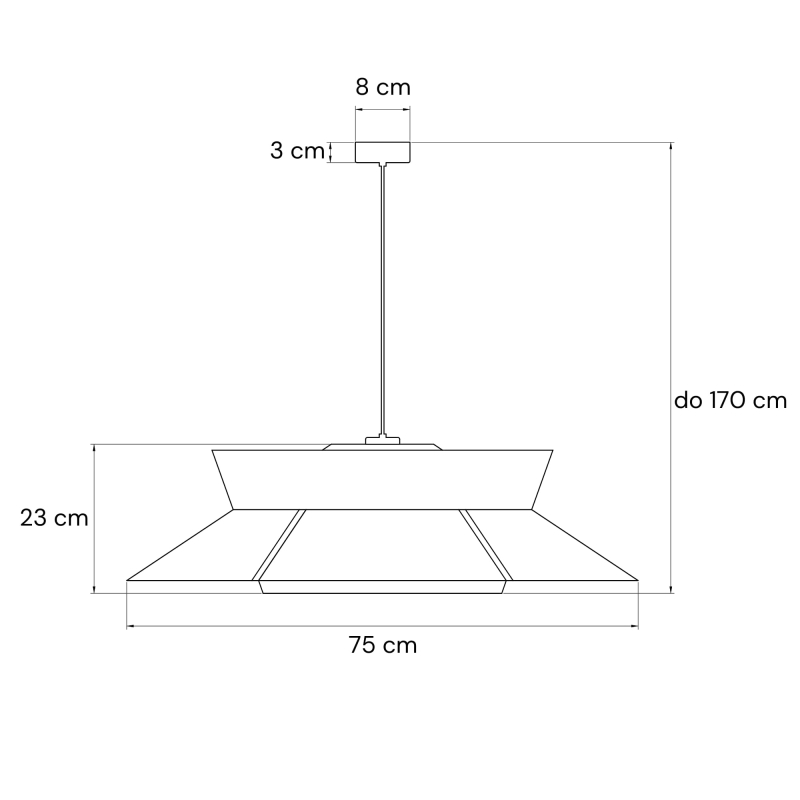 Duża lniana lampa wisząca ONVI II len - rysunek