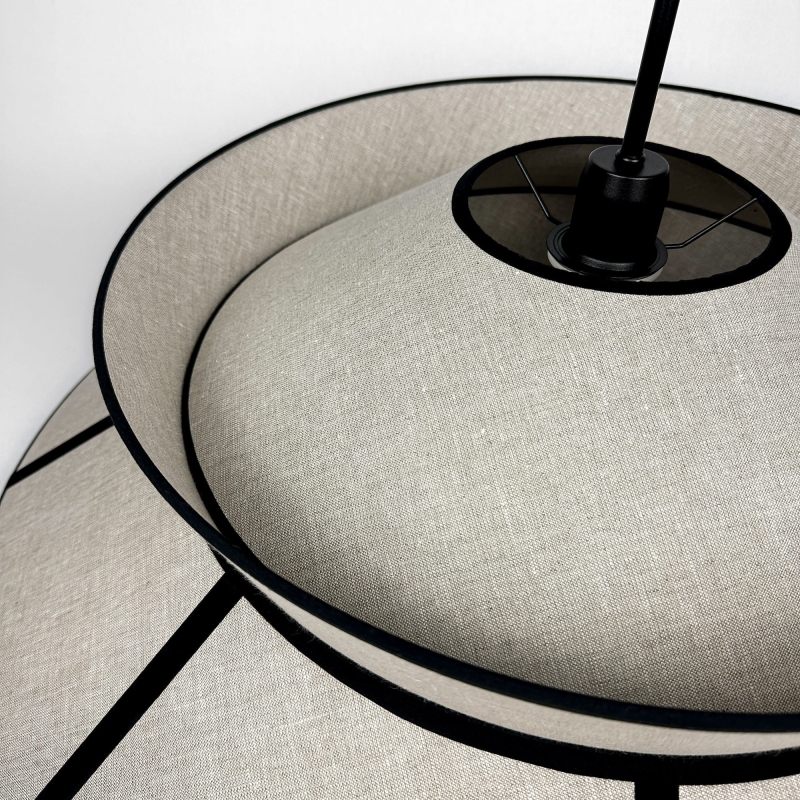 Duża lniana lampa na łańcuchu ONVI II len - detal