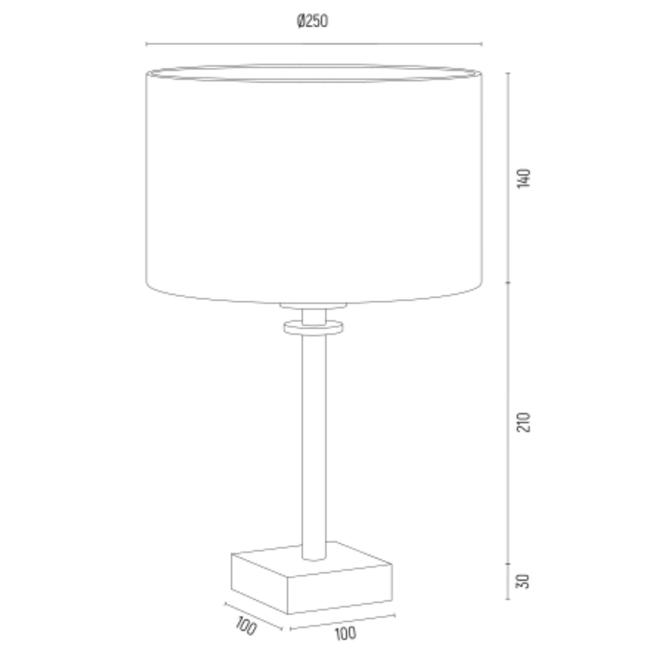 Mosiężny szczotkowana lampa stołowa ABBANO - rysunek techniczny