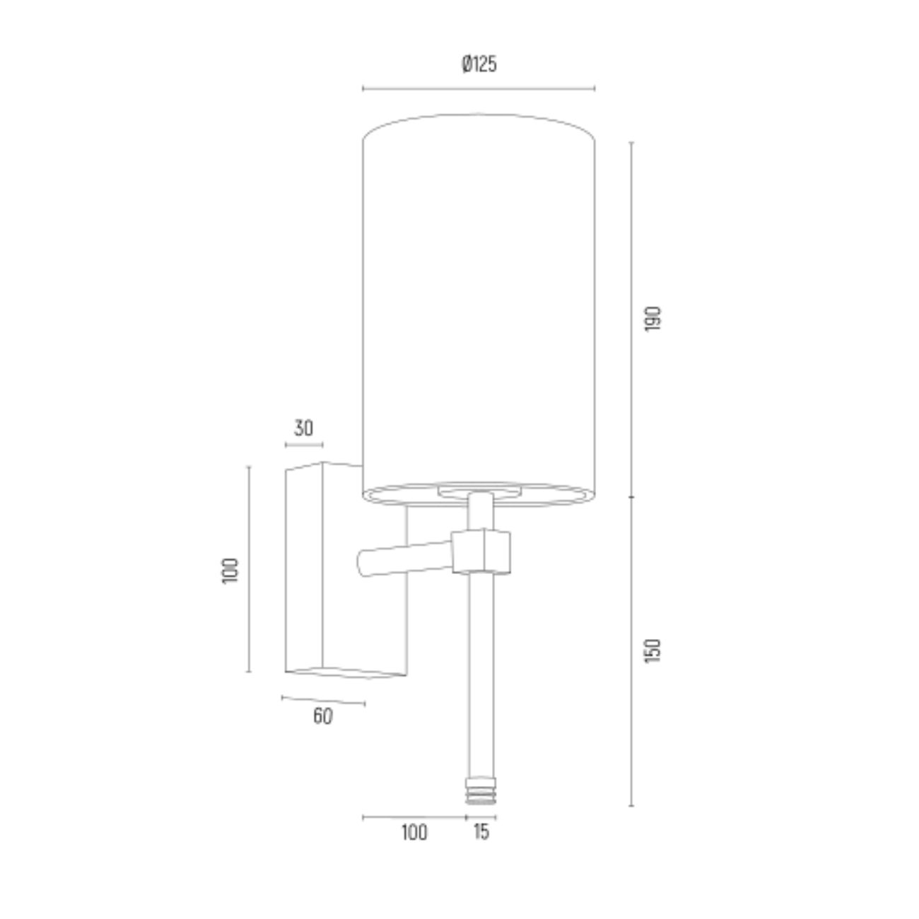 Mosiężny szczotkowany żyrandol ABRUZZO - rysunek techniczny