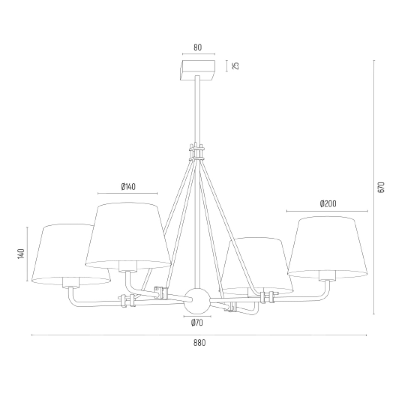 Żyrandol ATRANI - rysunek techniczny