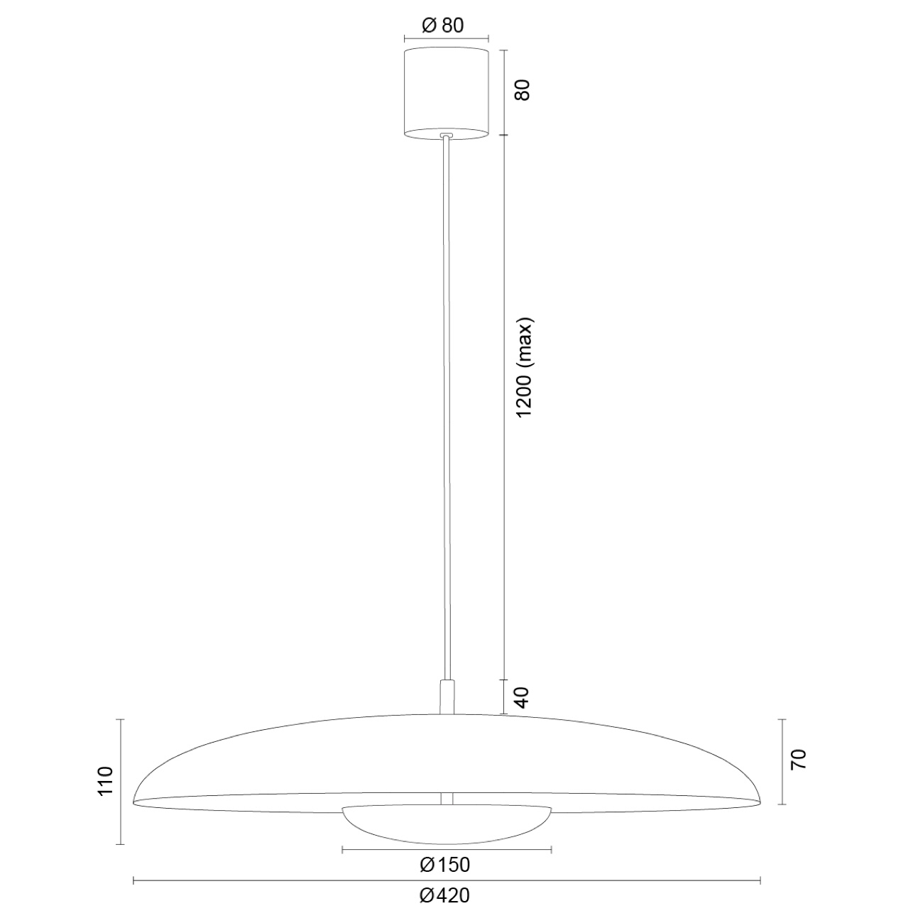 Lampa wisząca BOLTON - wymiary