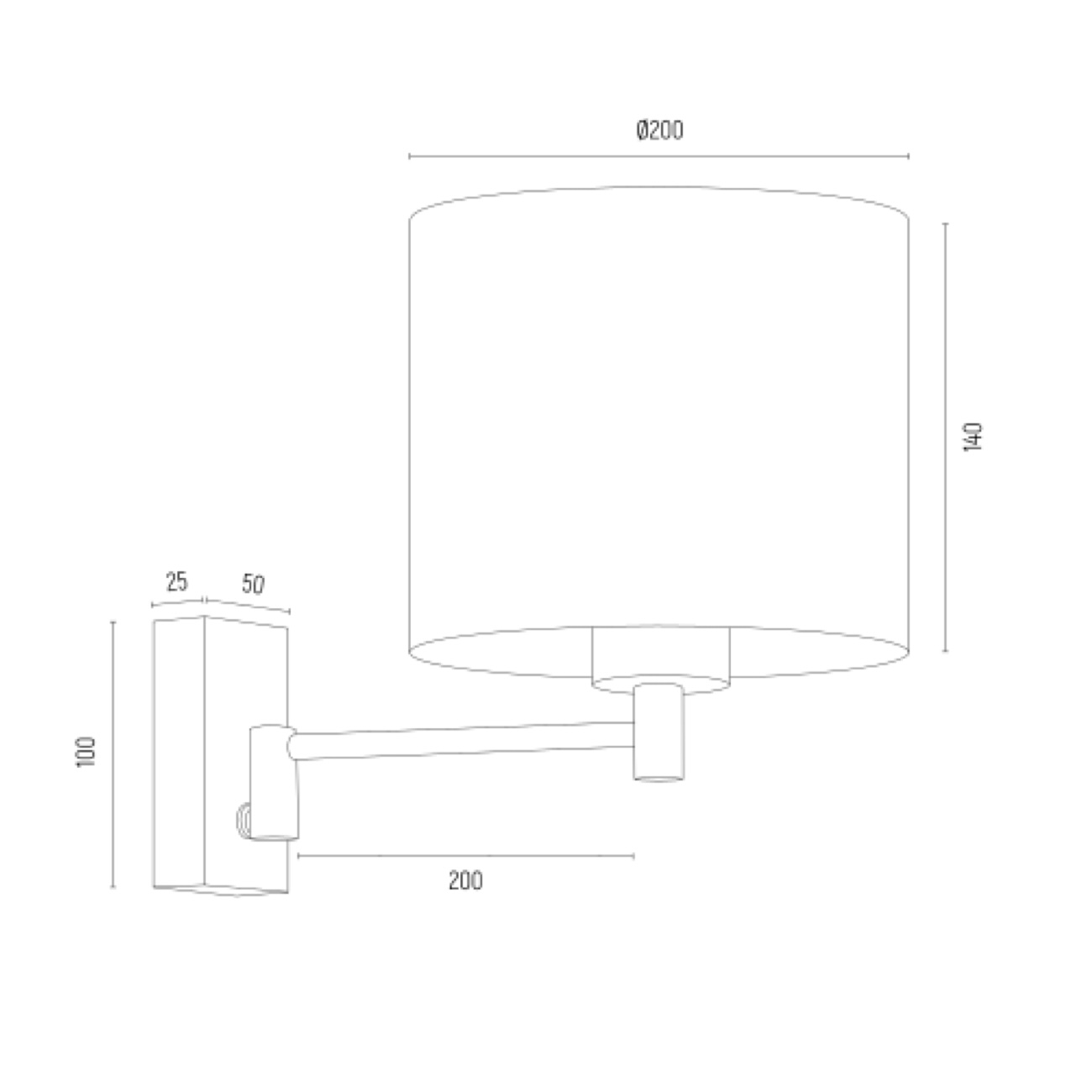 Kinkiet regulowany DOLCE - wymiary