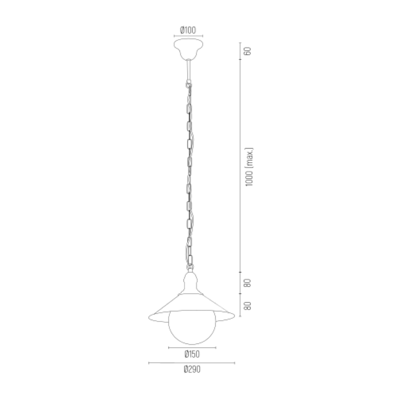 Lampa wisząca EBRA BIS - wymiary.