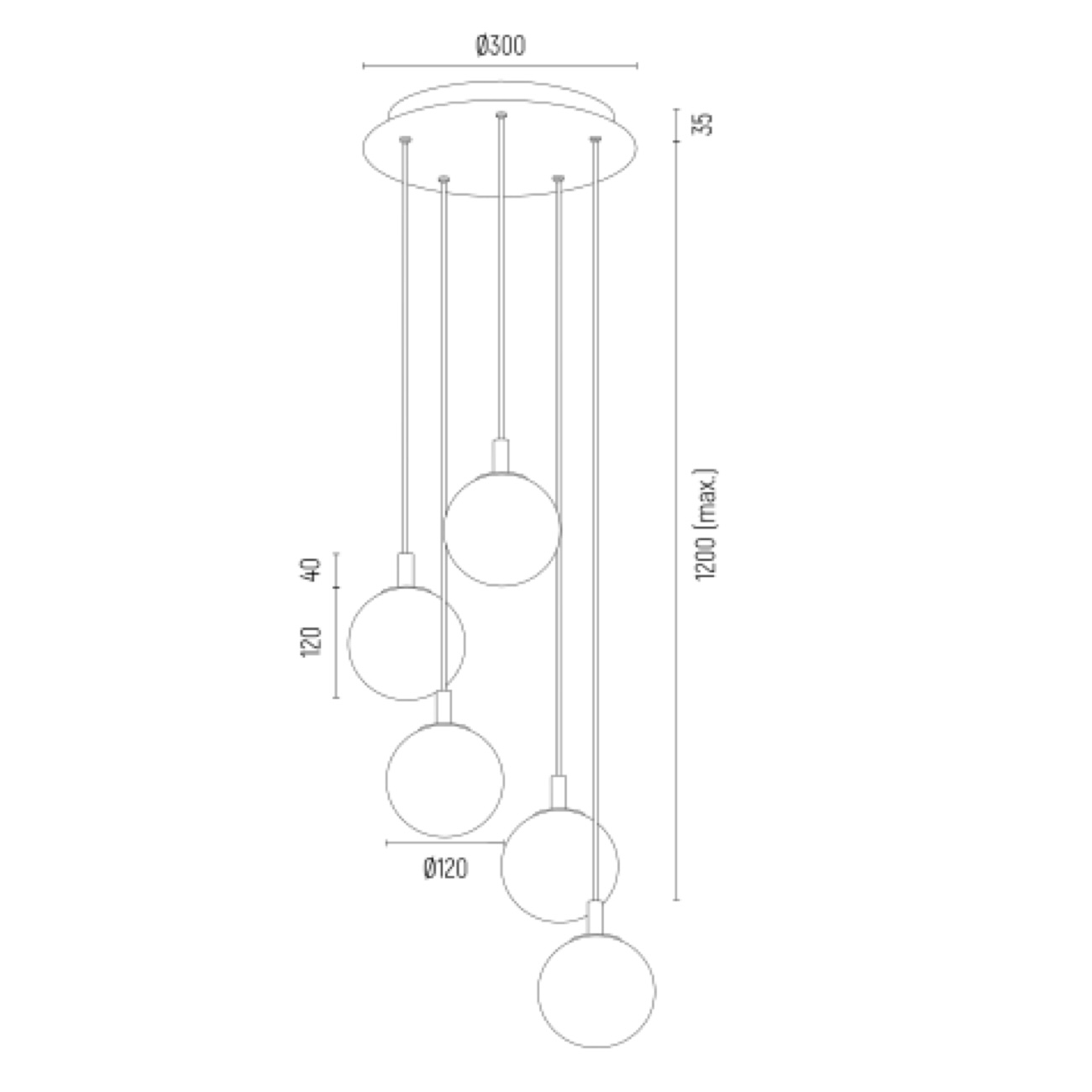 Mosiężny żyrandol kaskadowy PALOMA 5