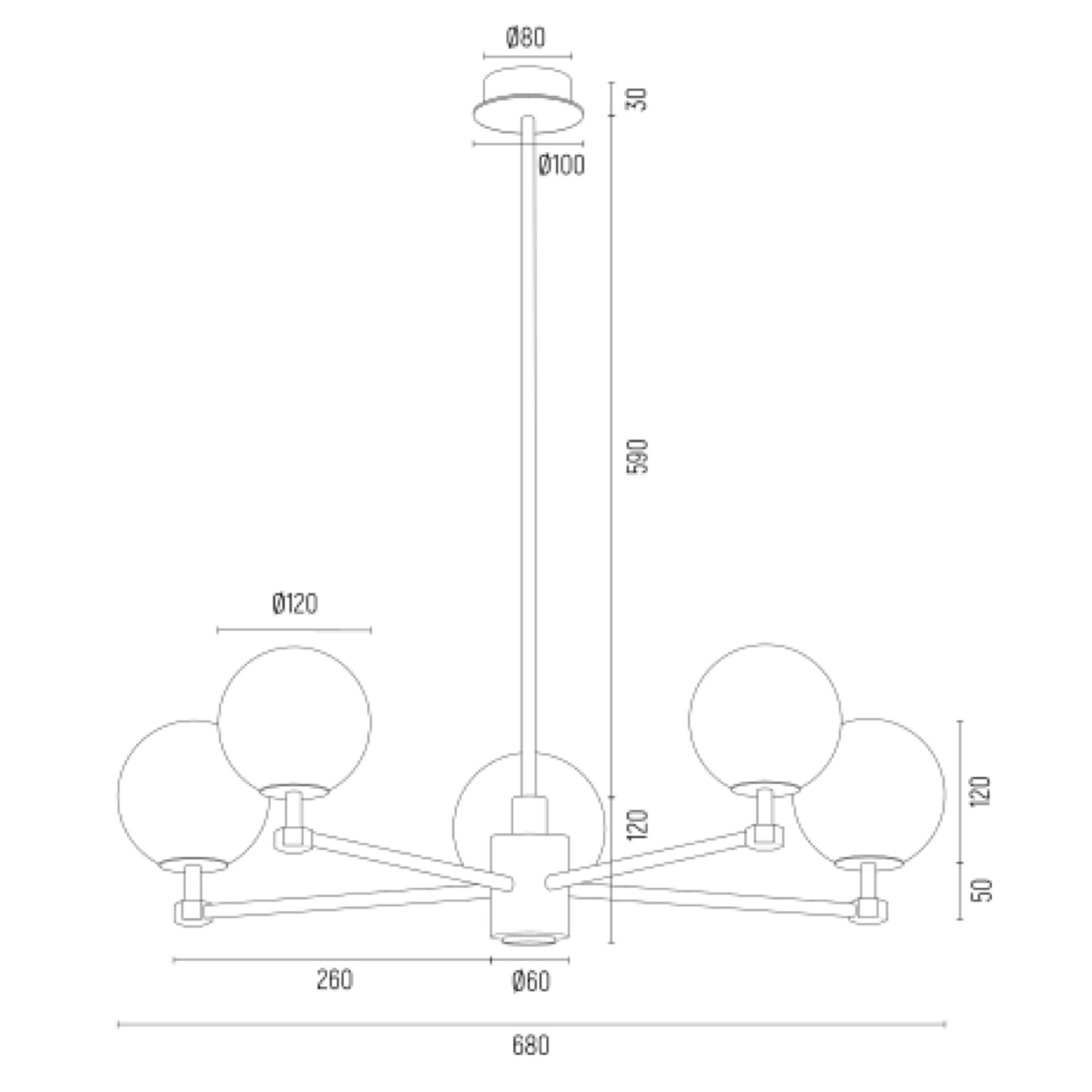 Mosiężny żyrandol PALOMA 5