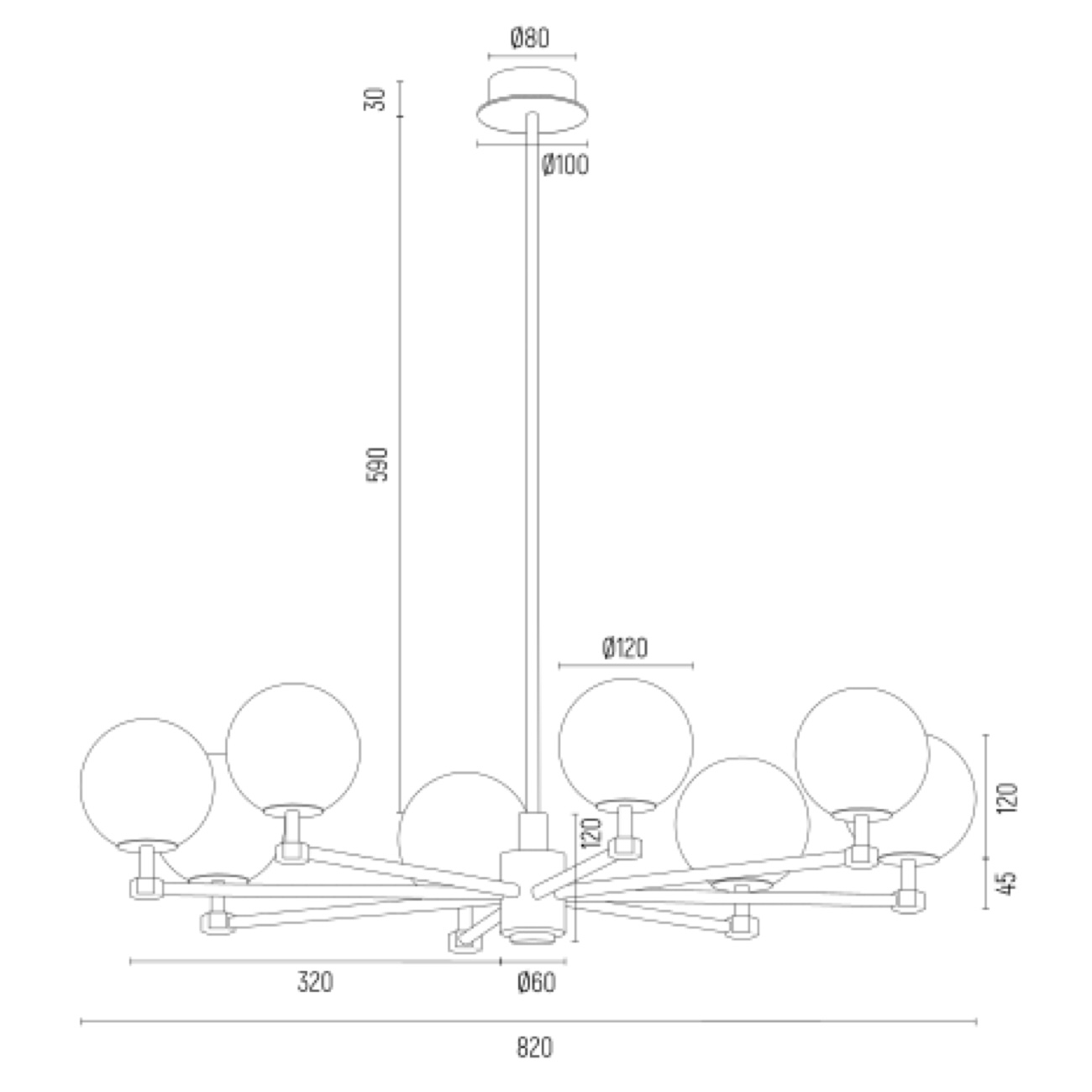 Mosiężny żyrandol PALOMA 8