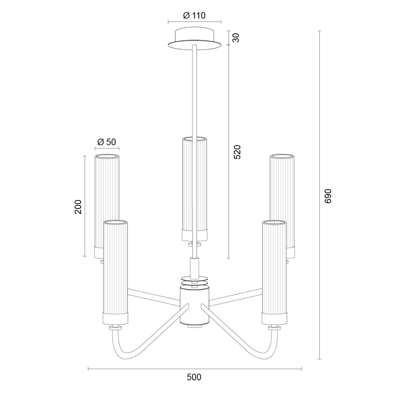 Żyrandol PRESTON 5 - rysunek