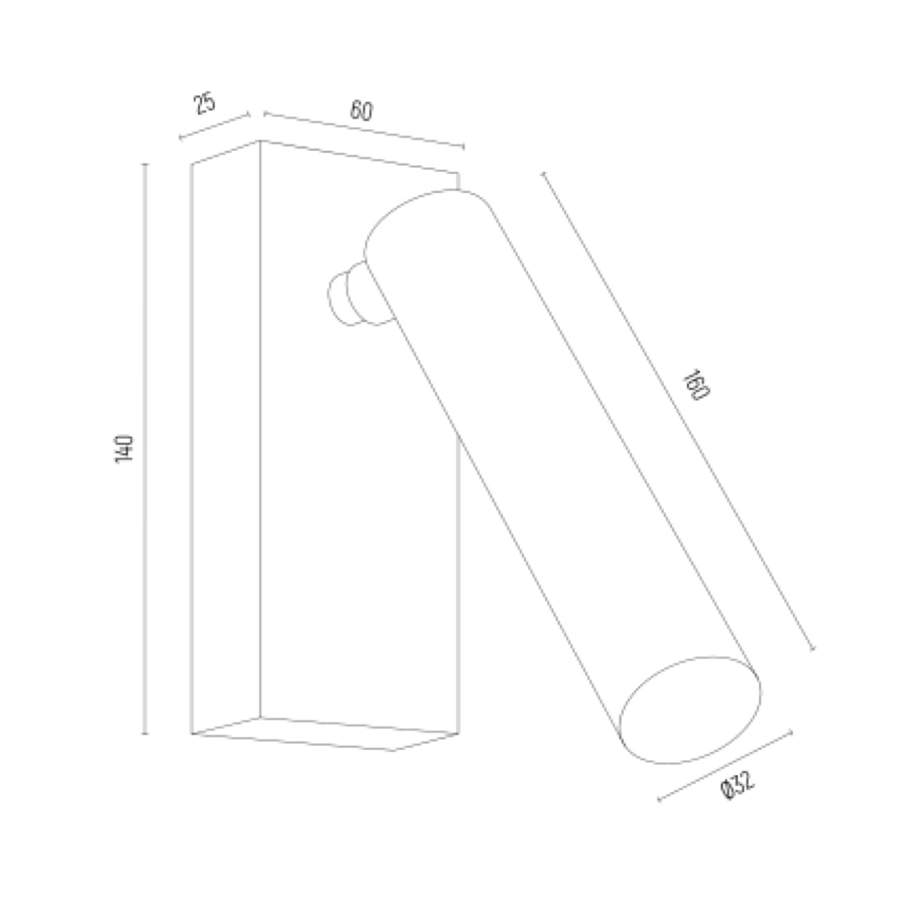 Kinkiet do czytania RIO - wymiary