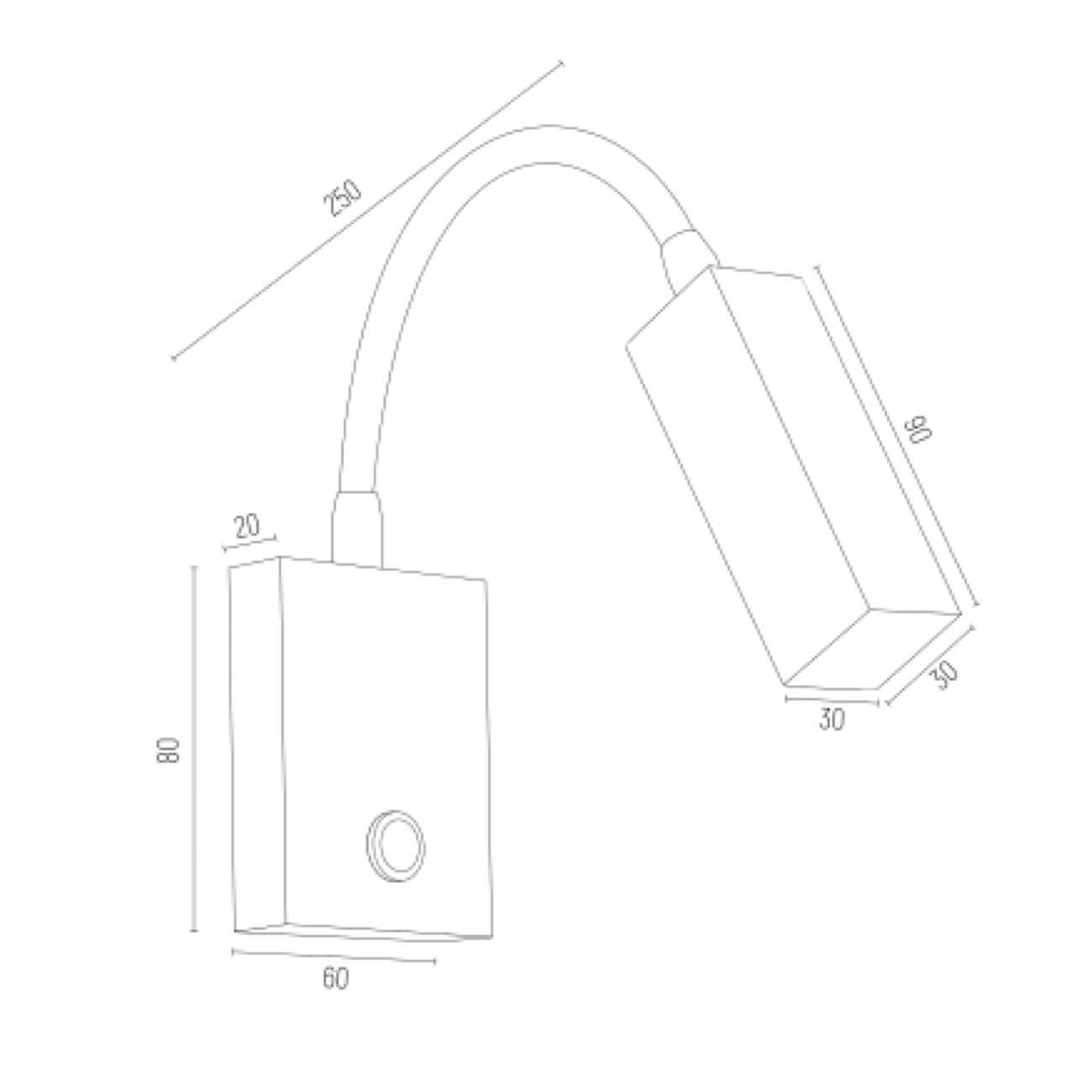 Kinkiet do czytania ROCKSTAR - wymiary