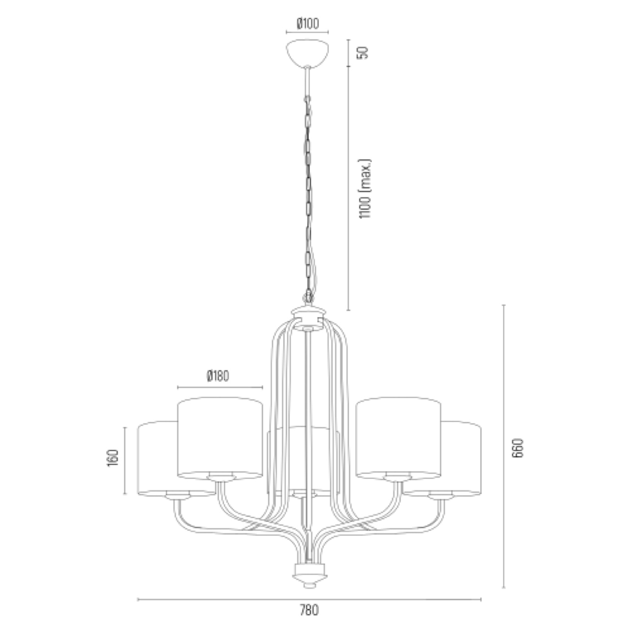 Żyrandol MARANELLO - rysunek techniczny